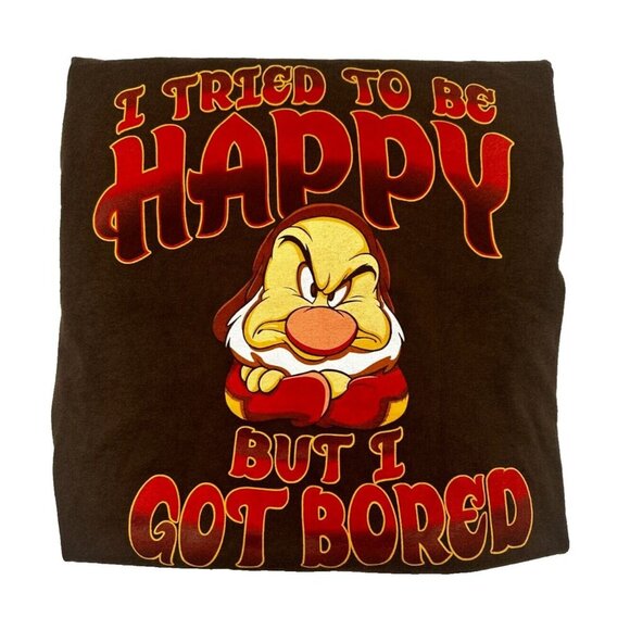Grumpy Snow White T-Shirt M Disney Parks I Tried To Be Happy Bored Hanes Unisex - Picture 2 of 8